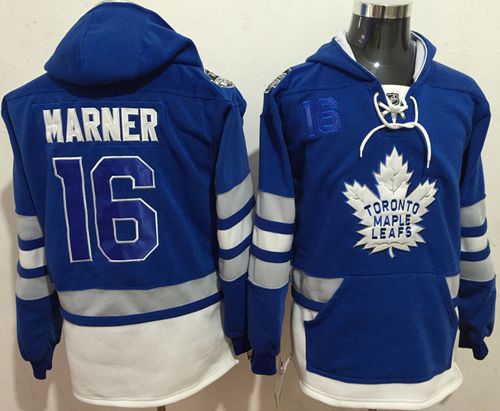 Maple Leafs #16 Mitchell Marner Blue Name & Number Pullover NHL Hoodie - Click Image to Close